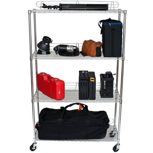 4-Tier Wire Shelving Rack | 48&#034; x 18&#034; x 72&#034; | Includes Wheels | Chrome C527581