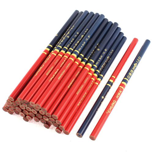 50 Pcs Woodworking Dual Color Red Blue Lead Graphite Mark Drawing Writing Pencil