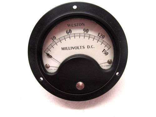 Weston Panel Mount Meter, DC Millivolts, 0 to 150 mv  3 1/2 inch face