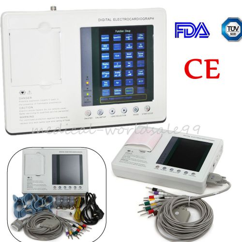 Portable 7 inch 3-channel Electrocardiograph ECG/EKG Machine+a Printing Paper