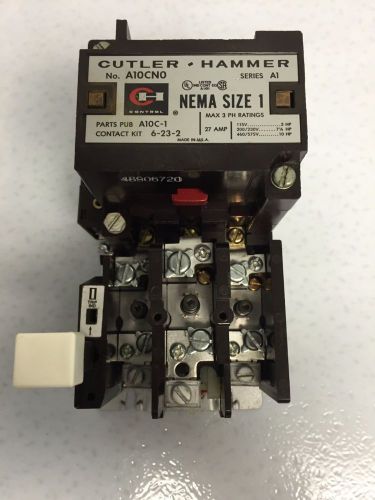 CUTLER HAMMER A10CN0 NEMA SIZE 1 MAGNETIC STARTER 27 AMP SERIES AI (B24)