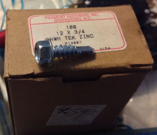 Hex Washer Head Self Driller TEK Screw #12 x 3/4&#034;, Qty 20 ZINC