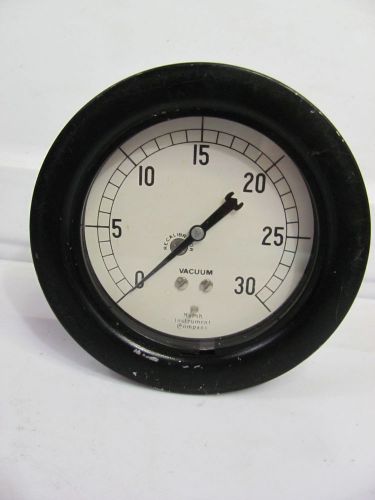 Used marsh 0 - 30 psi vacuum gauge / gage 3-1/4&#034; face male back fitting for sale