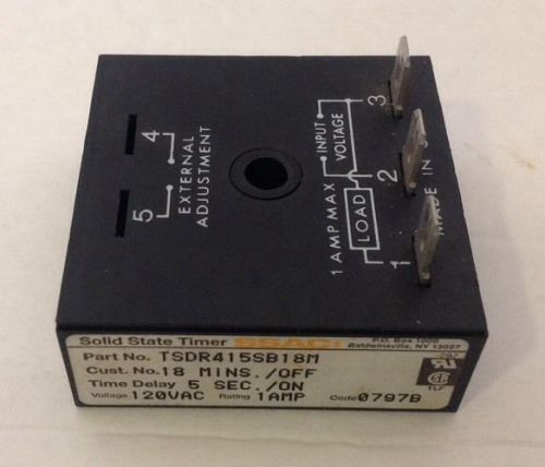 Used SSAC TSDR415SB18M 18 Mins / Off 5 Sec / On 120 VAC 1 AMP - Fast Shipping