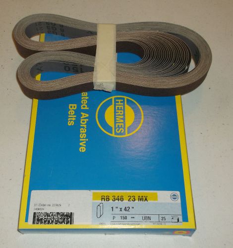 NEW HERMES ABRASIVE RB 346 23 MX 1&#034; X 42&#034; 150 GRIT PACK OF 25 SANDING BELTS