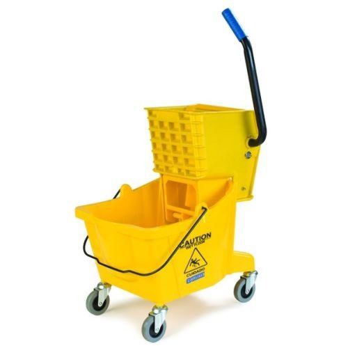 Carlisle 3690804 mop bucket with side press wringer 26 quart / 6.5 gallon yel... for sale