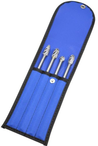 New 4 piece carbide bur set aluminum double cut 6 inch extended shanks made in t for sale
