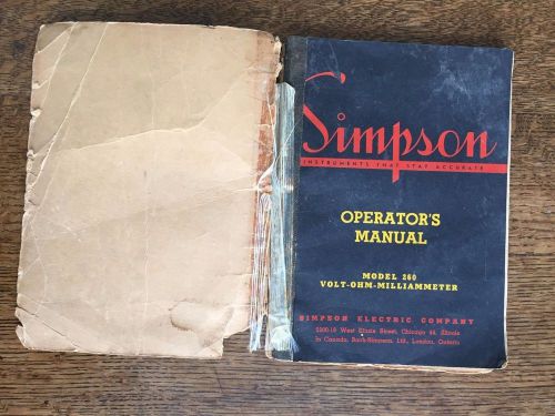 Simpson Model 260 Volt-Ohm-Milliammeter Multimeter - Operators Manual only