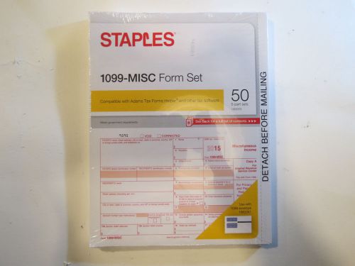 Staples 1099-MISC 50 Count Form 5 part Set For 2015 Tax Year