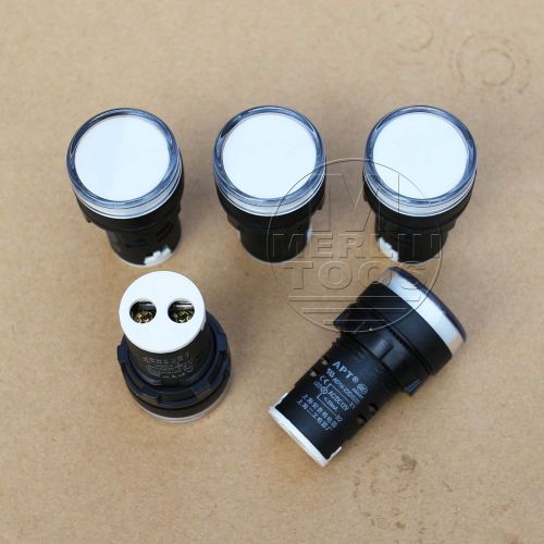 5Pcs White LED Indicator Pilot Signal Light Lamp 12V