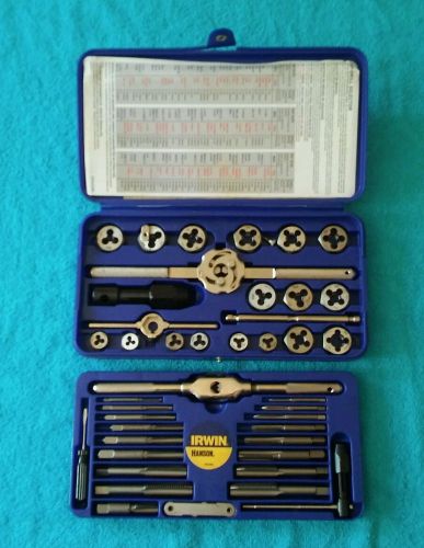 Lot #4 irwin hanson 24606 tap &amp; die set 41 pc high carbon steel #4-1/2&#034; tools