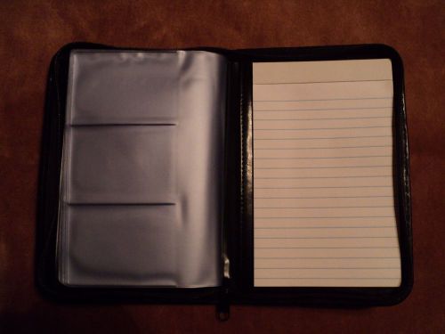 Rolodex Black Zippered Business Card Book with Writing Tablet - holds 120+ cards