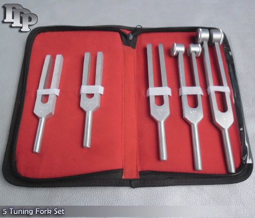 DDP TUNING FORK SET OF 5 (C128, C256, C512, C1024 &amp; C2048) FREE CASE