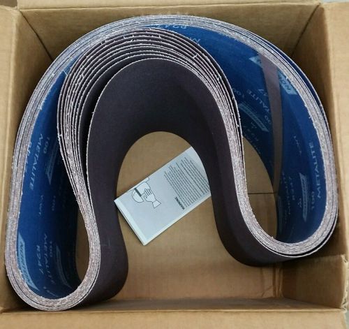 NEW LOT OF 10, 9&#034;X48&#034; NORTON SANDING BELT 100 GRIT ALUMINUM OXIDE R247 METALITE