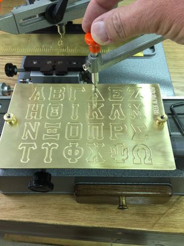 Brass engraving plate for new hermes font tray greek alphabet college letters for sale