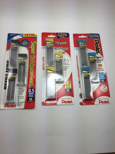 Pentel Super Hi-Polymer Lead Refill New 0.5 0.9 0.7 MM Thick Hardness