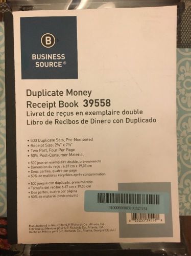 Business Source Duplicate 2-Part Receipt Book - BSN39558