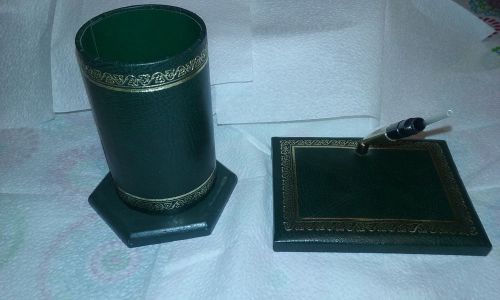 VINTAGE HUNTER GREEN DESK ACCESSORIES SET