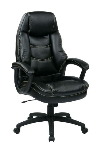 Oversized Executive Black Faux Leather Chair with Padded Arms