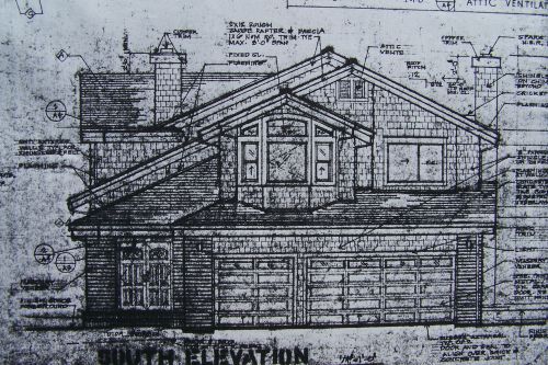 Blue prints of houses already built by architect hard copy 18 sheets 24 x 36 for sale