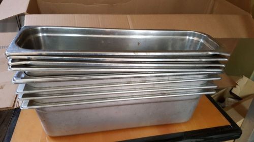 Lot of 8 Steamtable Half Size Long Pan, 5.7Qt., Stainless Steel pre-owned