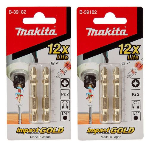 2 Packs Makita B-28282 Impact GOLD Torsion Bit PZ2 50mm Screwdriver