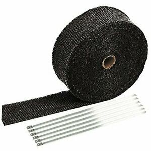 2&#034; x 50&#039; Black Exhaust Heat Wrap Roll for Motorcycle Fiberglass Heat Shield