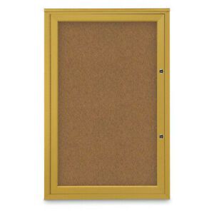 UNITED VISUAL PRODUCTS UV402PLUS-GOLD-FORBO Corkboard,24&#034;x36&#034;,Synthetic