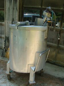 120 Gal Portable Stainless Steel Mixing Tank w/ air Mixer &amp; hinge lid - 316 SS