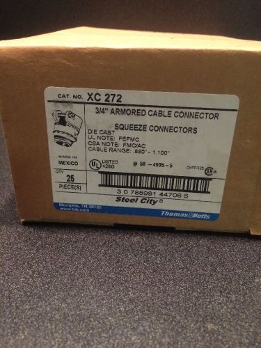 Steel city xc  272 3/4&#034;flexible metal squeeze conduit connector (75 total nib). for sale