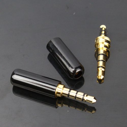 2pcs 4 pole 3.5mm male repair headphone jack plug metal audio soldering black for sale