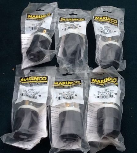 Lot of ( 6 ) New Marinco 205P, 20 Amp,  125V,  2-Pole, 3-Wire Twist-Lock Plug