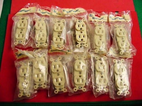 13 ELECTRICAL OUTLET DUPLEX RECEPTACLES EAGLE SUPER SPEC IVORY NEW