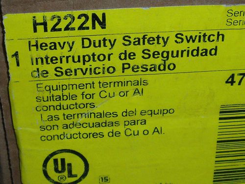 # 1252 Square D  Fusible H222N 2 Pole  60 AMP  240 Volt Disconnect 2 Pole NIB