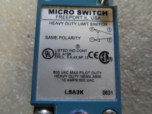 (V23-1) 1 USED MICRO SWITCH LSA3K HEAVY DUTY LIMIT SWITCH BODY