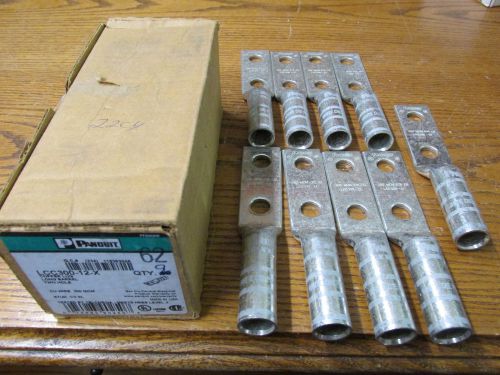 New nos lot of 9 panduit lcc300-12-x lug long barrel two hole cu wire 300 mcm for sale