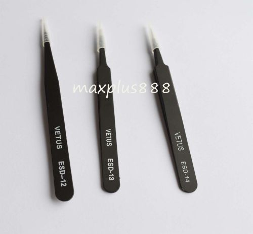 ESD-12+ESD-13+ESD-14 Tweezers VETUS selected professional Tools HRC40° New