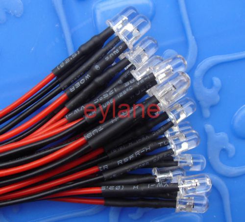 100pcs 3mm Red/Green/Blue Flashing LEDs Lamp Light Set 20cm Pre Wired 9V-12V DC