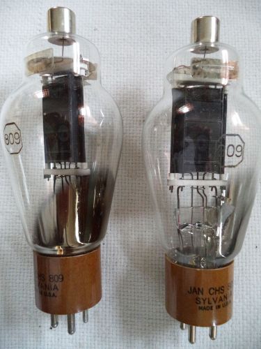 (2) Used Sylvania JAN-CHS 809 Transmitting Triode Tube  N/R