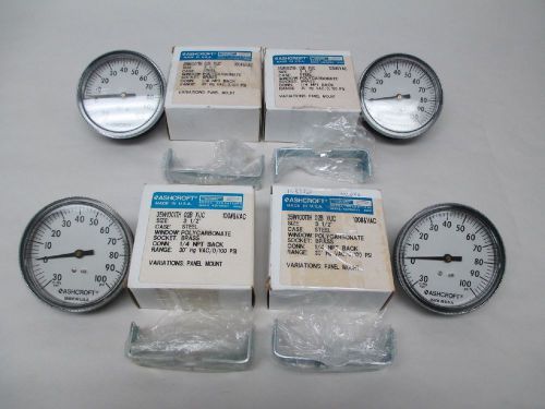 LOT OF 4 ASHCROFT 35W1001TH 02B XUC 3-1/2IN 0-100PSI 1/4IN NPT GAUGE D332168