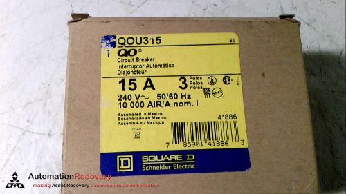 SQUARE D QOU315 MINIATURE CIRCUIT BREAKER 240V 15A, NEW