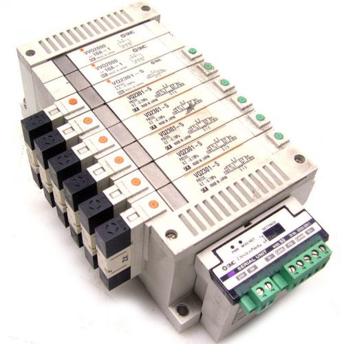 SMC DeviceNet EX250-SDN1 Manifold w/6 Pneumatic Solenoid Valves/2 Blanking Plate