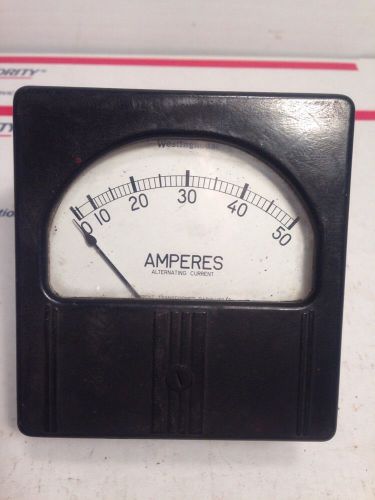 Vintage Westinghouse 0-50 Amp Panel Gauge / Old Amperes Meter Steampunk