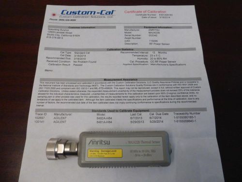 Anritsu ma2422b 10 mhz - 18 ghz -30 to +20 dbm thermocouple power sensor - cal&#039;d for sale