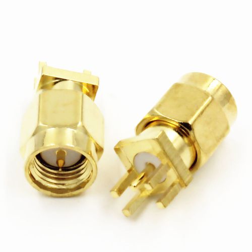 10 x SMA male plug solder for PCB clip edge mount RF connector