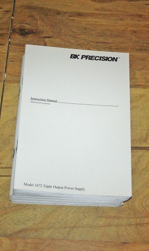 Bk precision 1672 triple output dc power supply instruction manual for sale