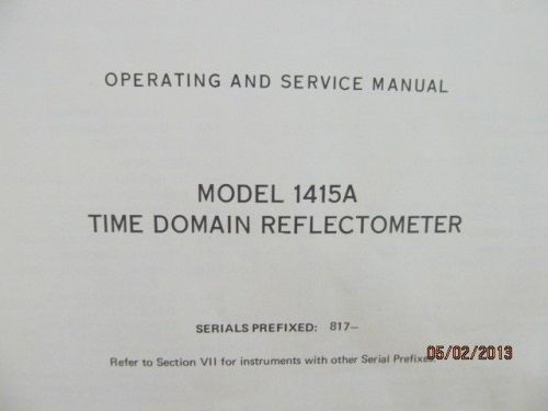 Agilent/HP 1415A Time Domain Reflectometer Service Manual/schematics SN 817-