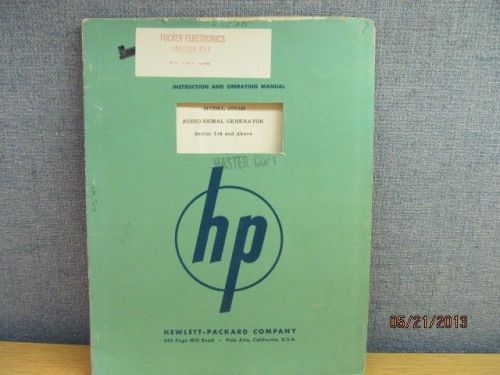 Agilent/HP 205AH Audio Signal Generator Instruction Operating Manual/sc S# 318-