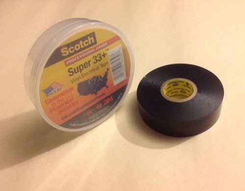 SCOTCH 3/4&#034; X 66&#039; BLACK Electrical Tape, Color Coding, Vinyl SUPER 33 3/4inx66ft