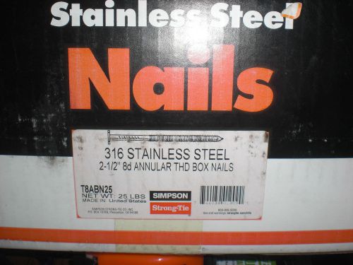 SIMPSON SWAN SECURE 316 SS 8d 2-1/2&#034; ANNULAR THD NAILS 25 LBS.